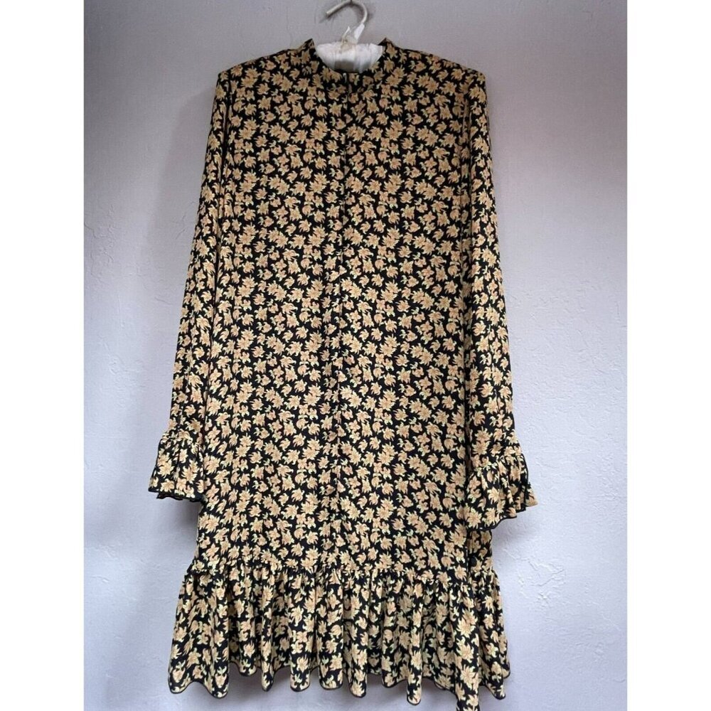 Scotch & Soda Women's Small Casual Mini Floral Peplum Hem Dress Half Front Zip